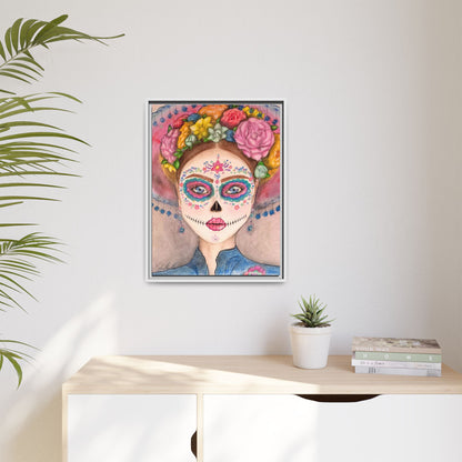 Day of the Dead Skull Woman Framed Wall Art