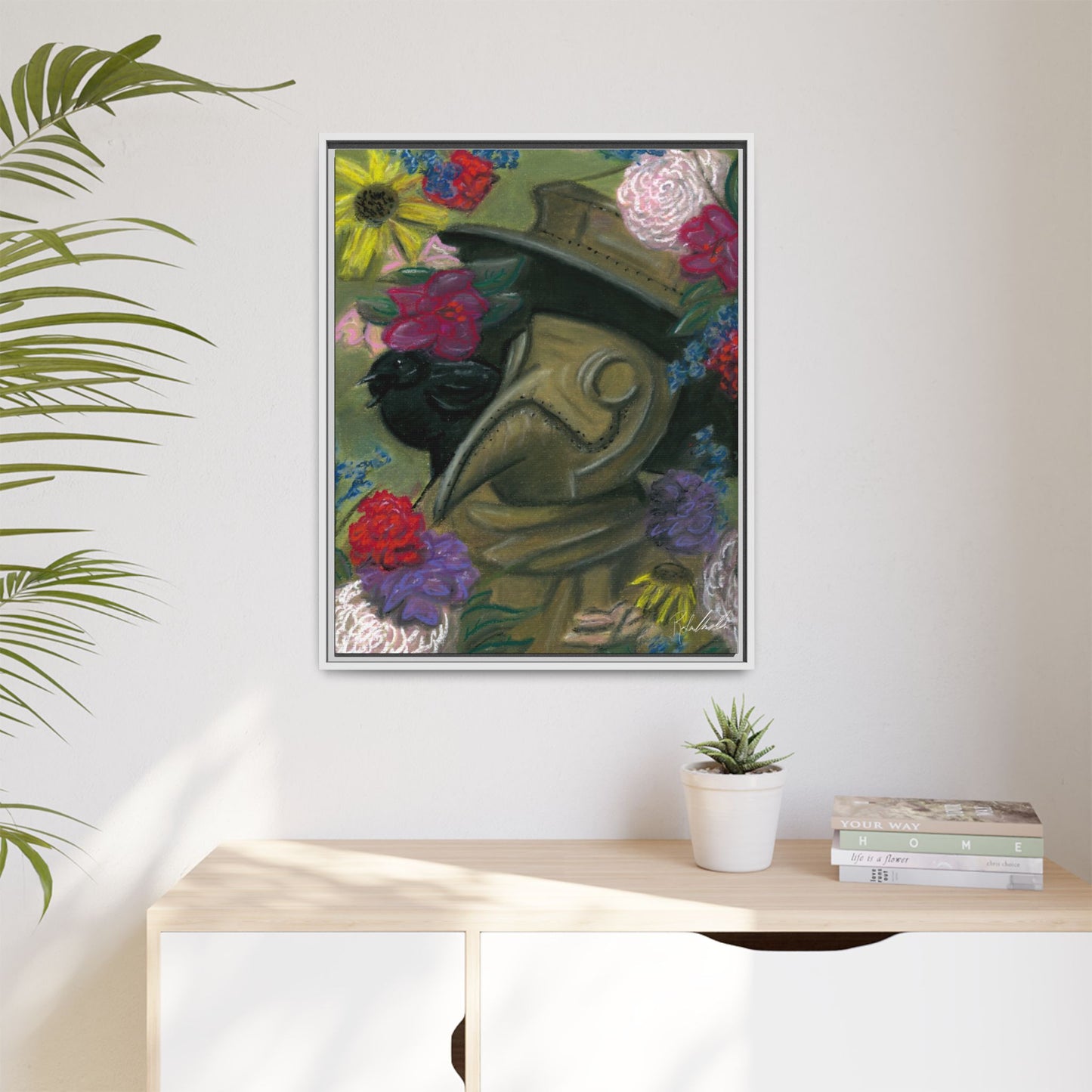 Plague Doctor and Raven Framed Wall Art