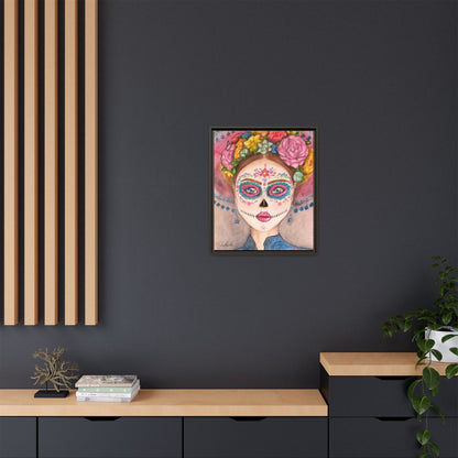 Day of the Dead Skull Woman Framed Wall Art