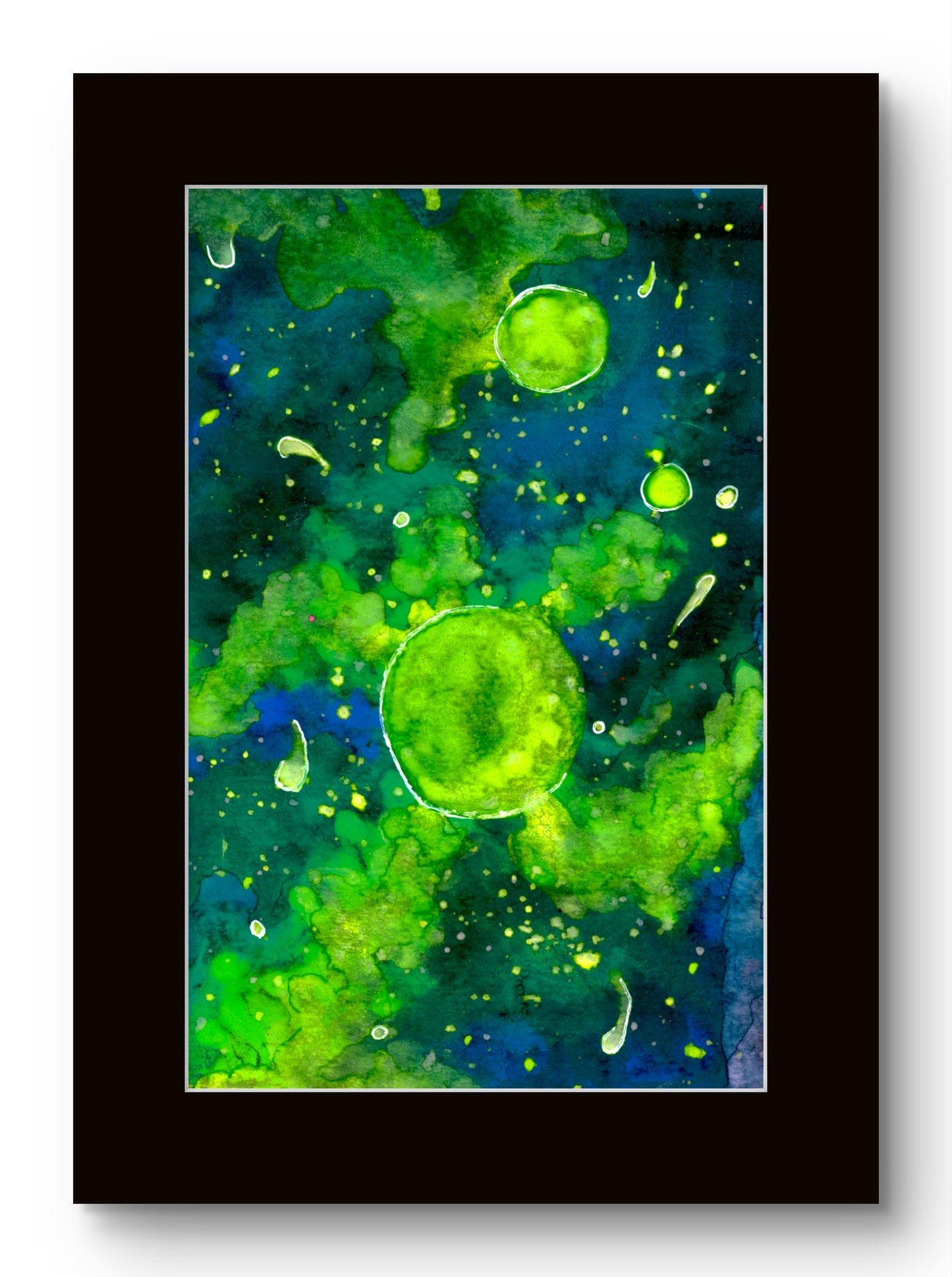 Neon Green Planets in Space - Galaxy 8x10 Museum Grade Fine Art Print