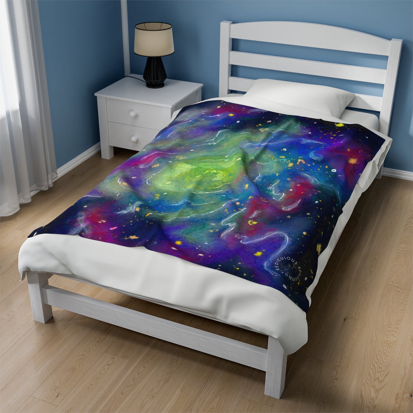 Rainbow Vortex Galaxy Velveteen Plush Blanket