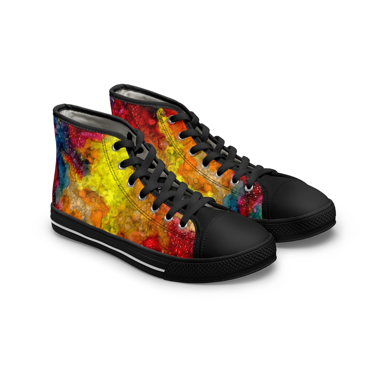 High Top Sneakers — Vibrant Abstract Paint Splash Women's Canvas Shoes