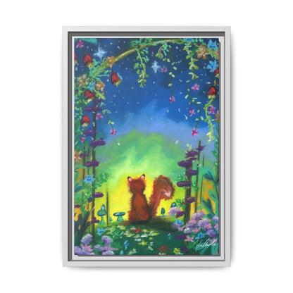 Fox Under Flowers Framed Wall Art