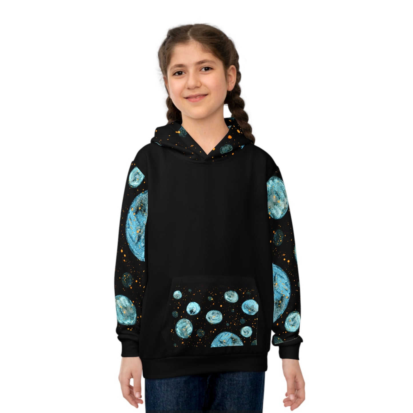 Little Blue Planets Galaxy Children's Hoodie (AOP)