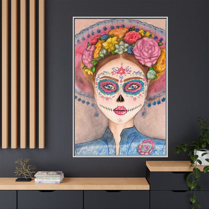 Day of the Dead Skull Woman Framed Wall Art