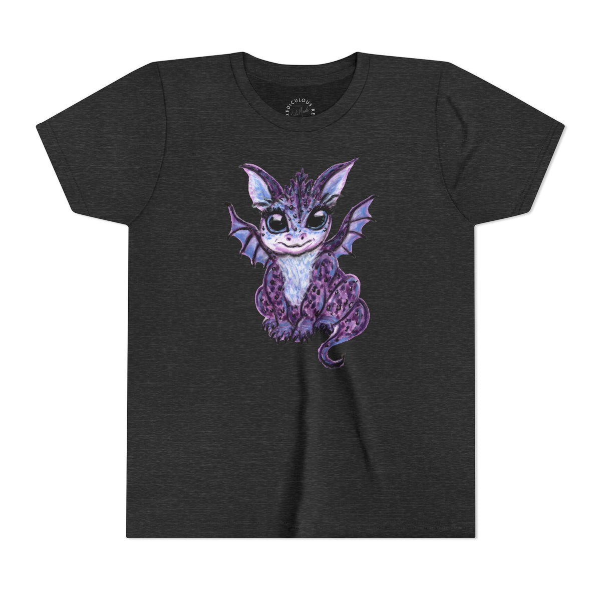 Youth Tee — Cute Purple Baby Dragon Illustration Kids Shirt