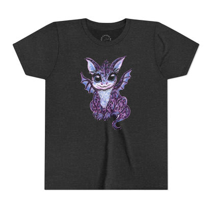Youth Tee — Cute Purple Baby Dragon Illustration Kids Shirt