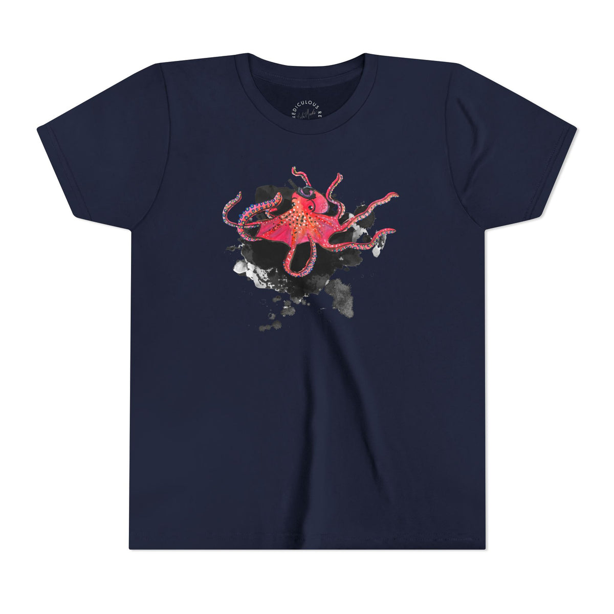 Youth Tee — Red Octopus Splash Graphic Shirt