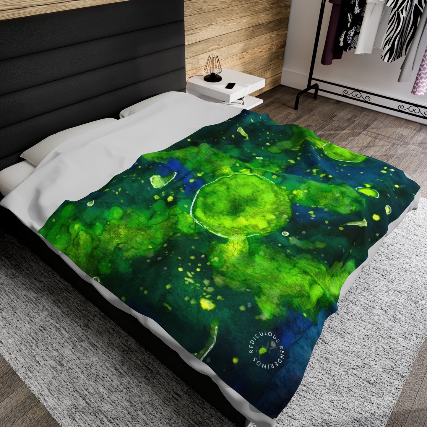 Green Galaxy Velveteen Plush Blanket