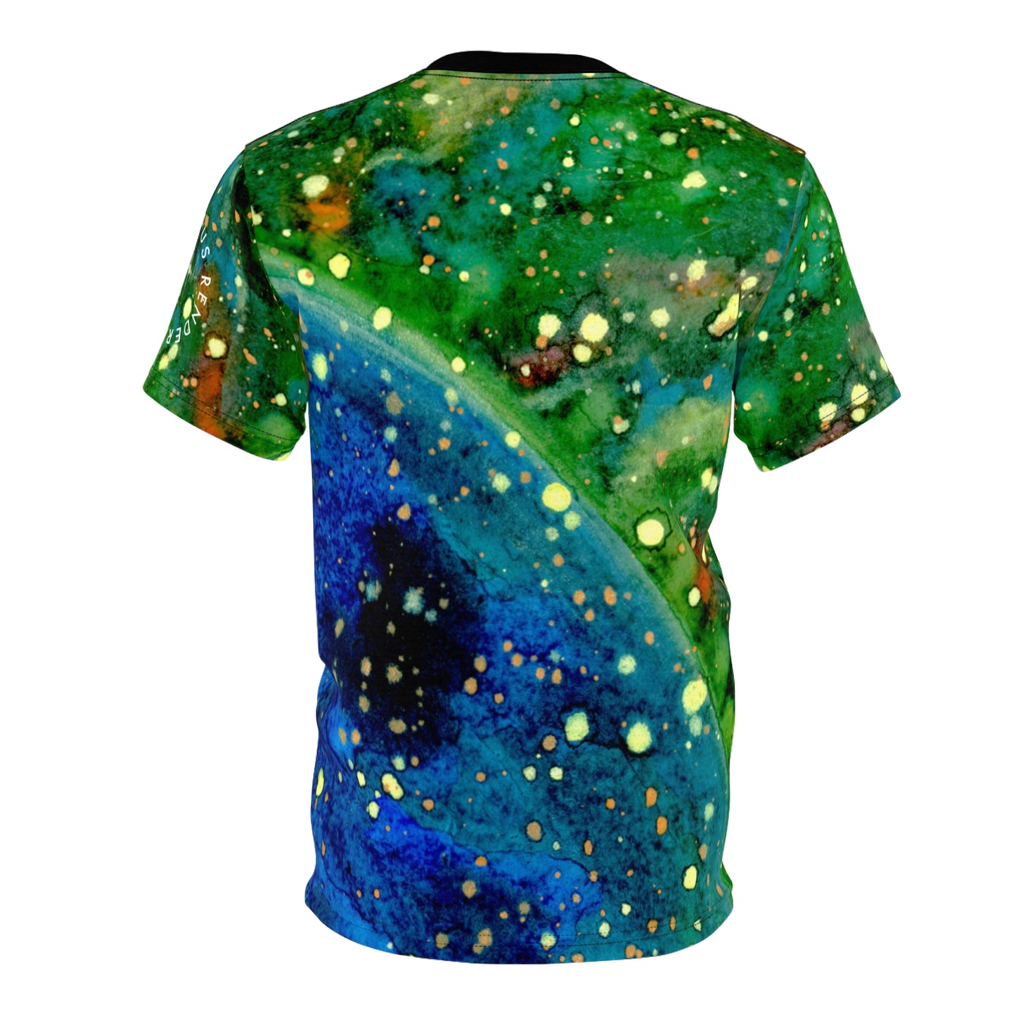 Galaxy Ocean Abstract Tee — Vibrant Blue & Green All-Over Print