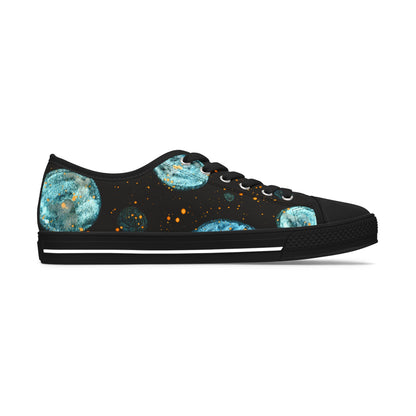 Planetary Watercolor Low Top Sneakers — Women's Celestial Canvas Shoes
