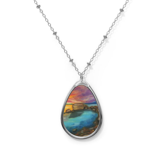 Sunset Ocean Oval Necklace