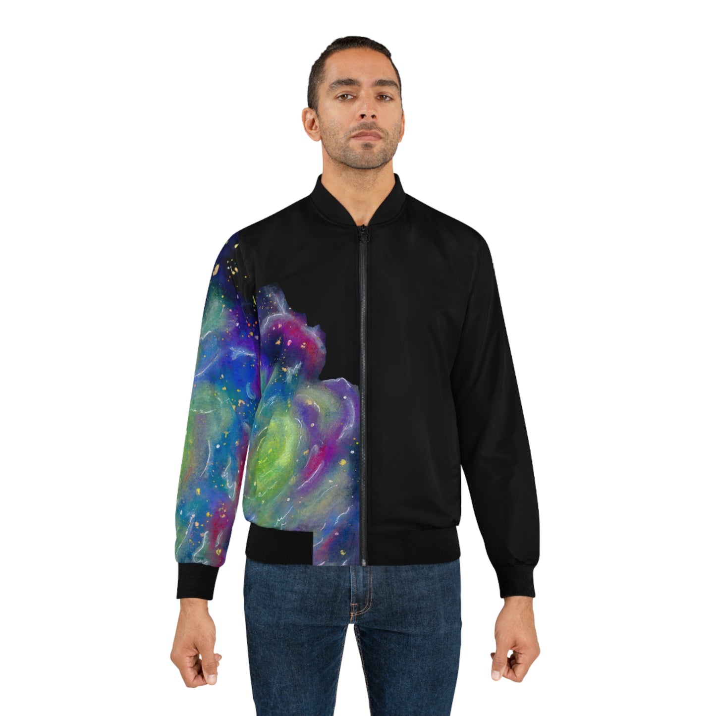 Rainbow Vortex Galaxy Men's Bomber Jacket (AOP)