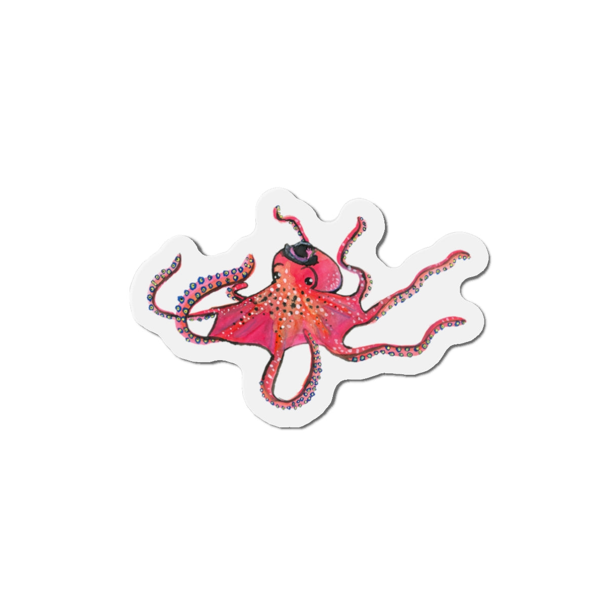 Red Octopus Die-Cut Magnets