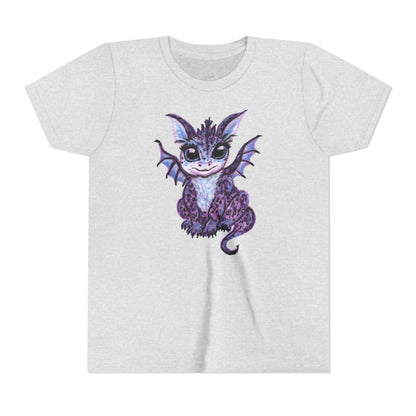 Youth Tee — Cute Purple Baby Dragon Illustration Kids Shirt