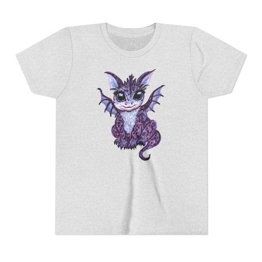 Youth Tee — Cute Purple Baby Dragon Illustration Kids Shirt