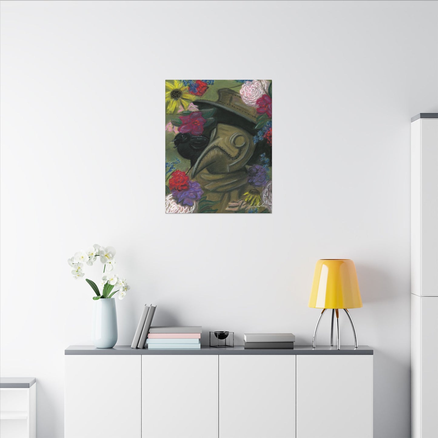 Plague Doctor and Raven Canvas Gallery Wrap