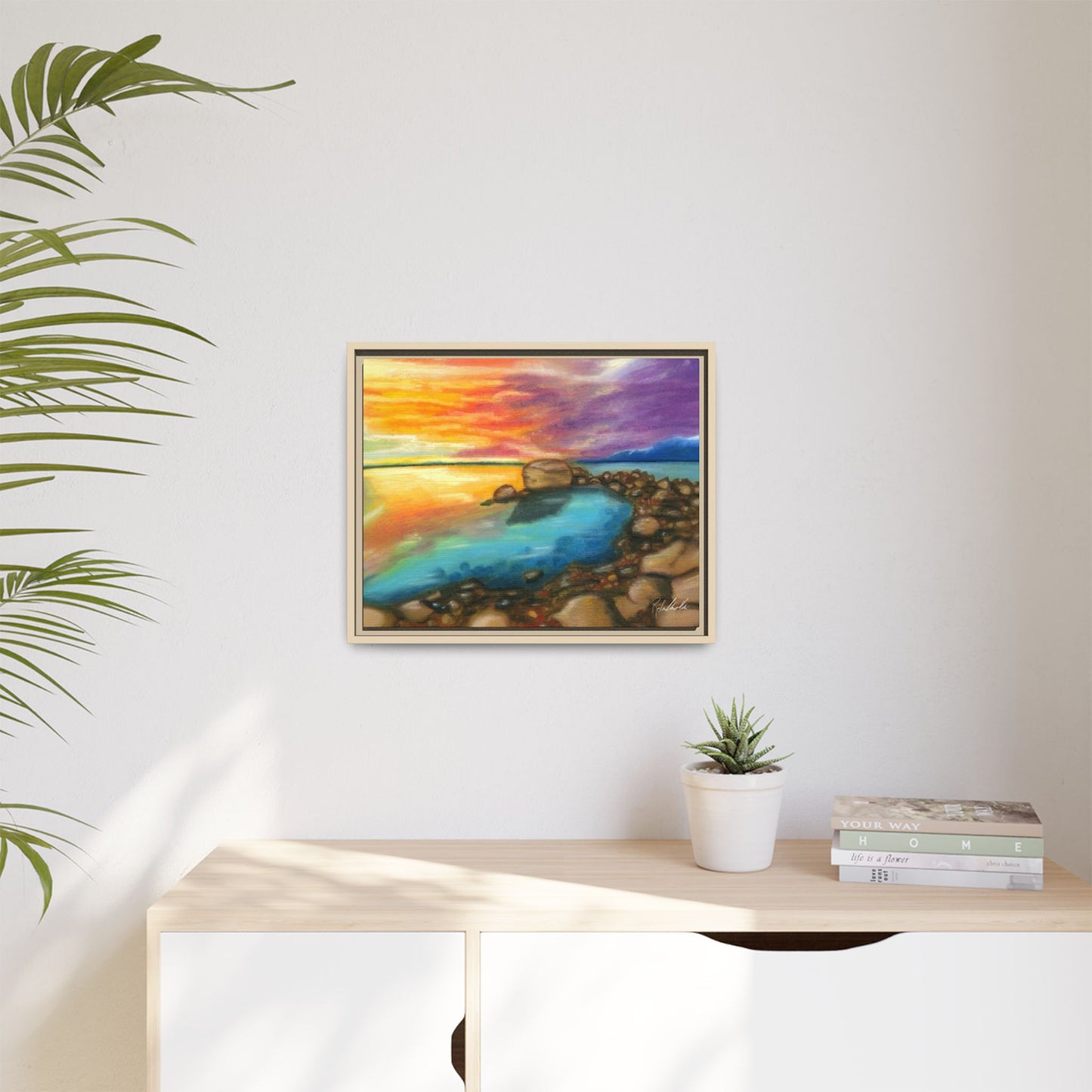 Sunset Ocean Beach Framed Wall Art