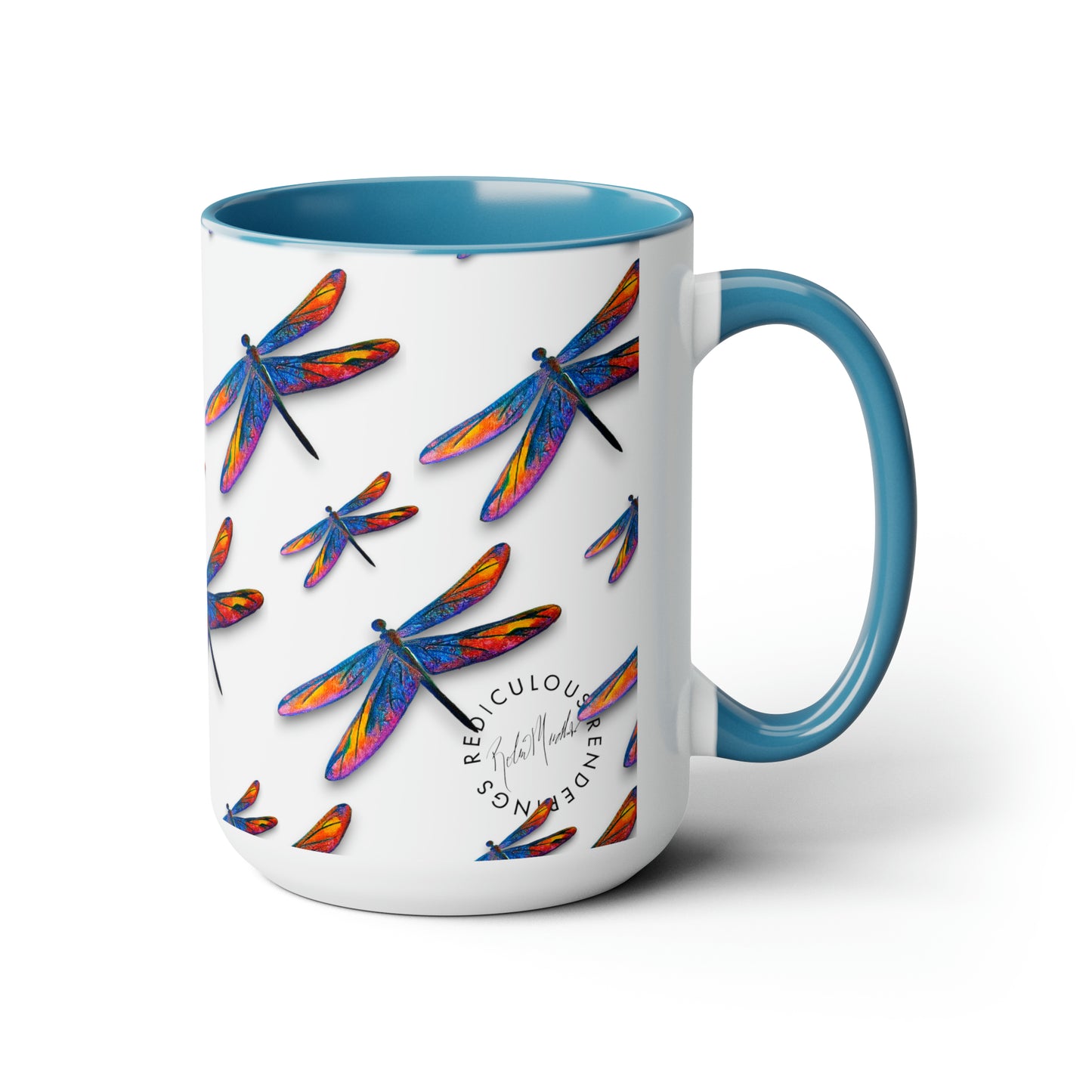 Dragonfly Two-Tone Coffee Mugs, 15oz