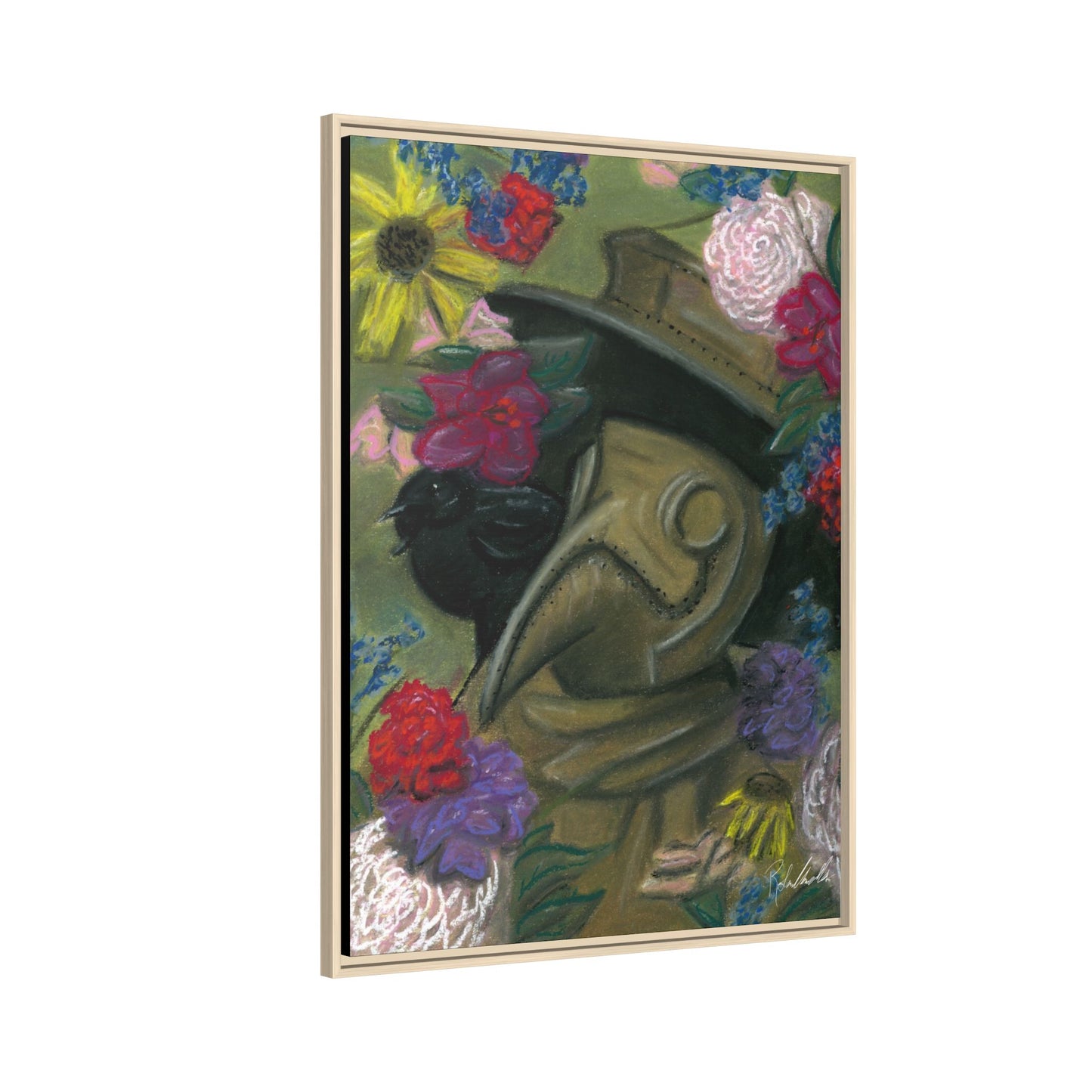 Plague Doctor and Raven Framed Wall Art