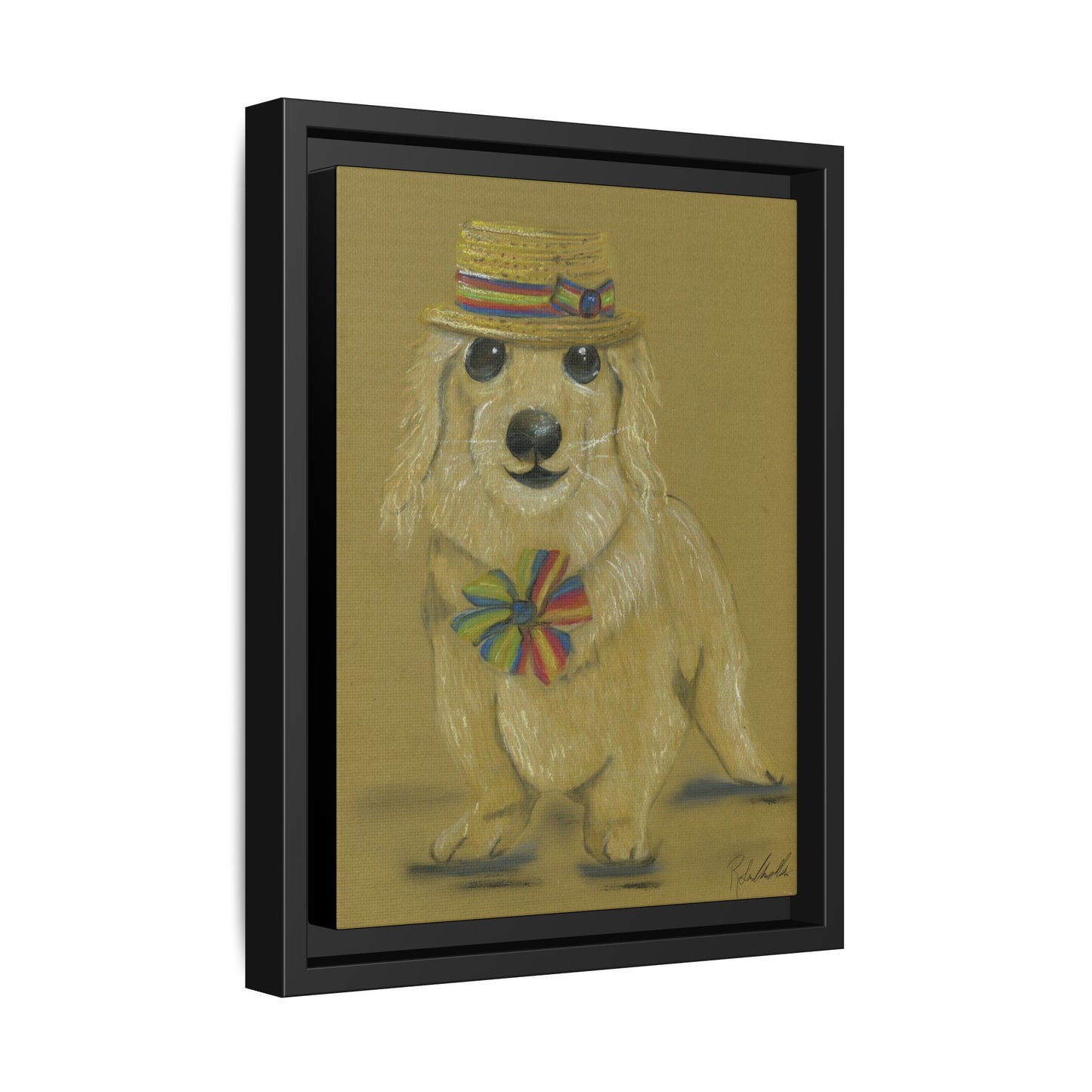 Weiner Dog in Hat Framed Wall Art