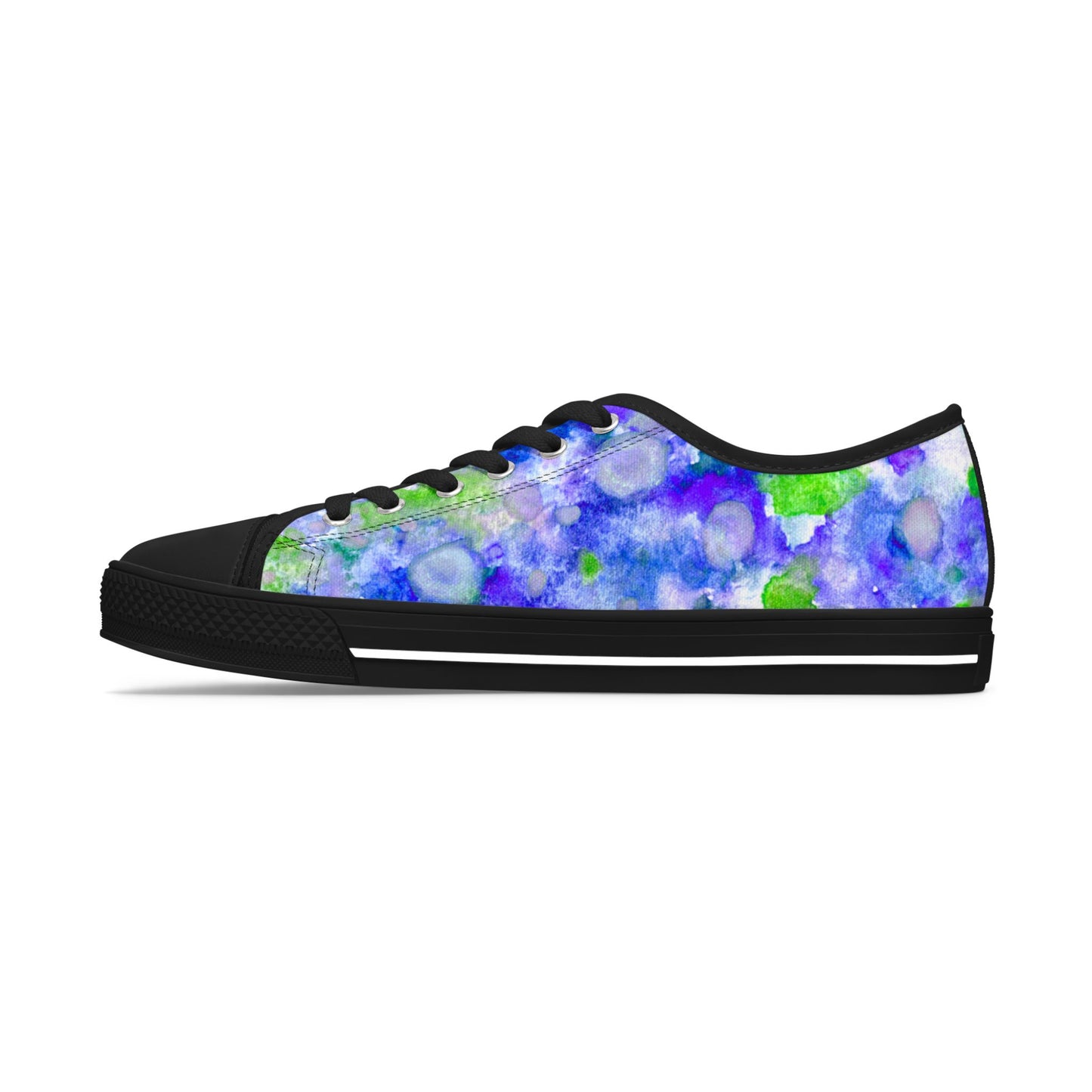 Floral Blur Women's Low Top Sneakers – Blue & Green Watercolor Print