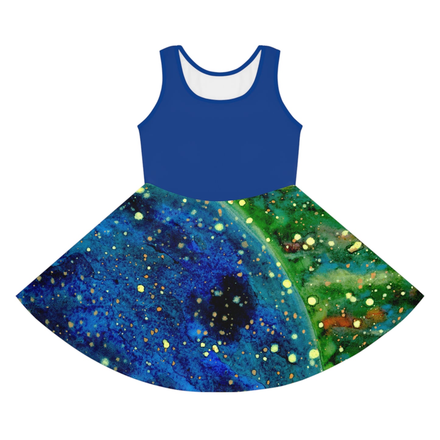 Blue Top Blue Planet Galaxy Girls' Sleeveless Sundress (AOP)