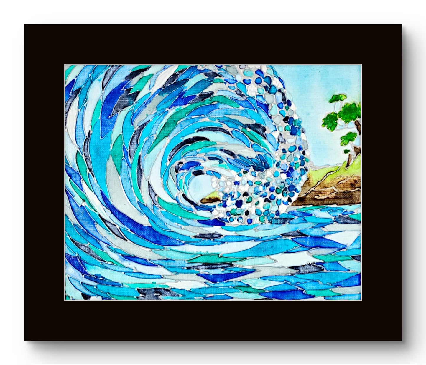 Stained Glass Blue Ocean Waves 8x10 Museum Grade Fine Art Print