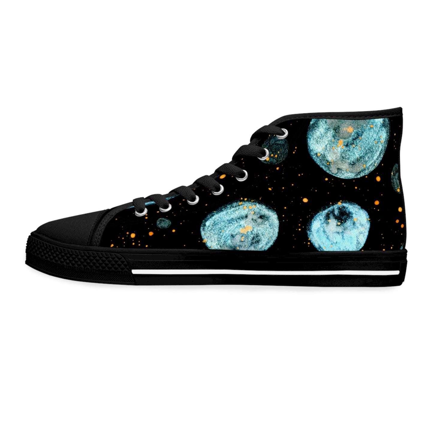 Little Blue Planets Galaxy Unisex Classic High Top Sneakers Closed Toe Casual Walking Fashion Shoes