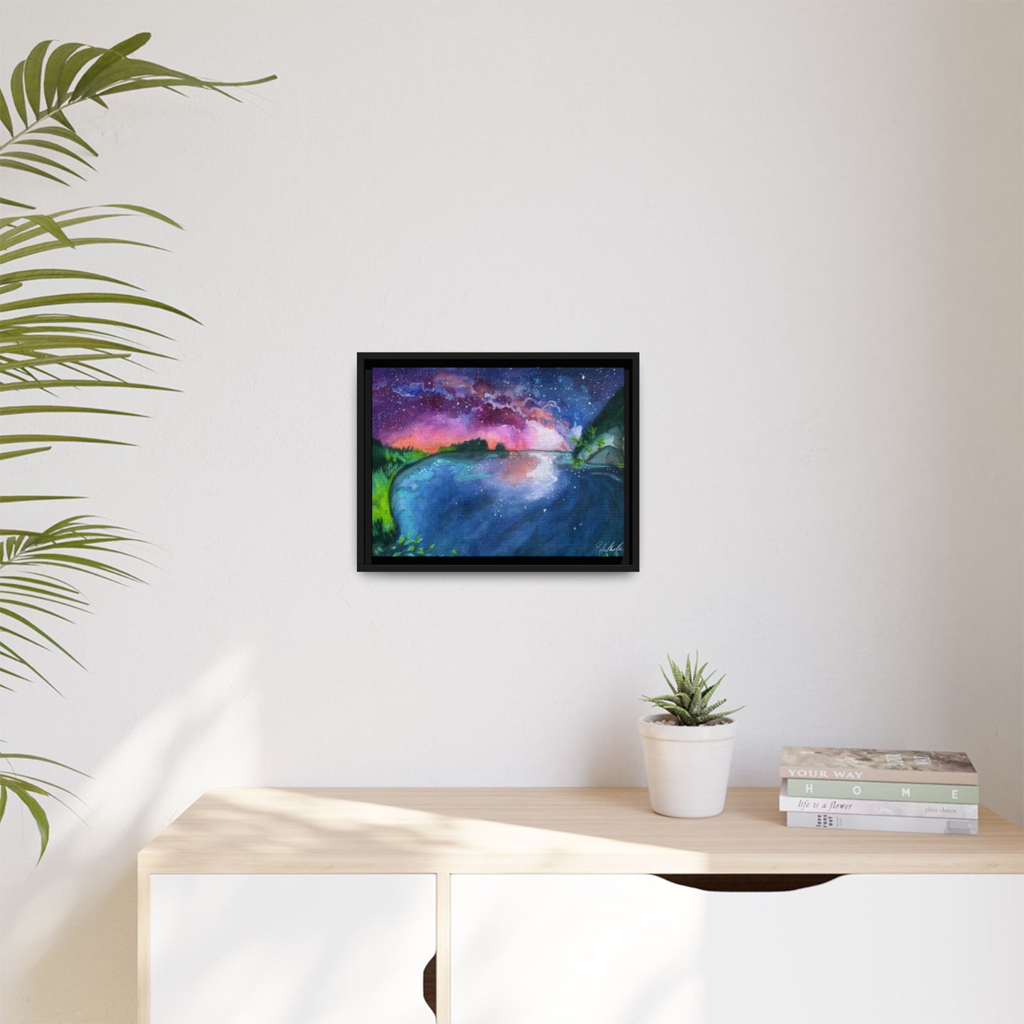 Watercolor Sunset Lake Framed Wall Art