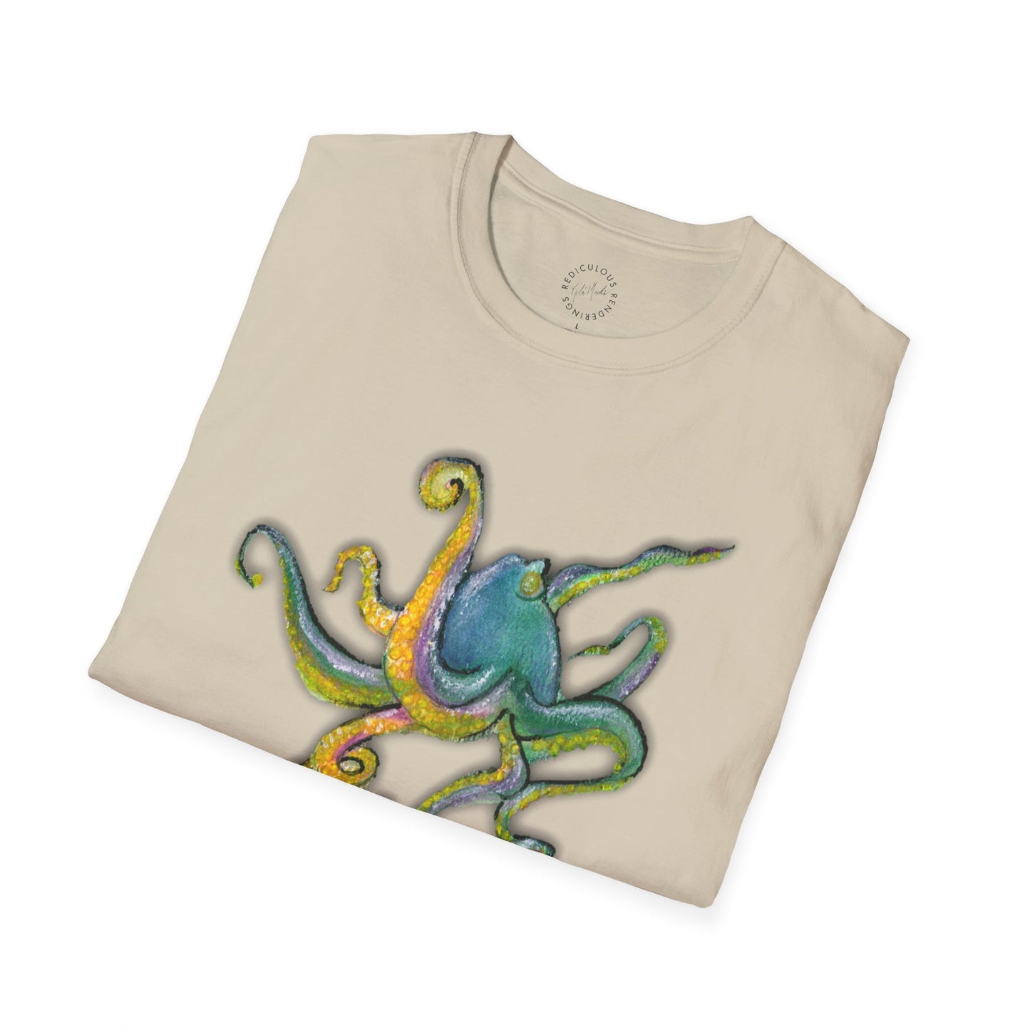Green octopus Unisex Softstyle T-Shirt