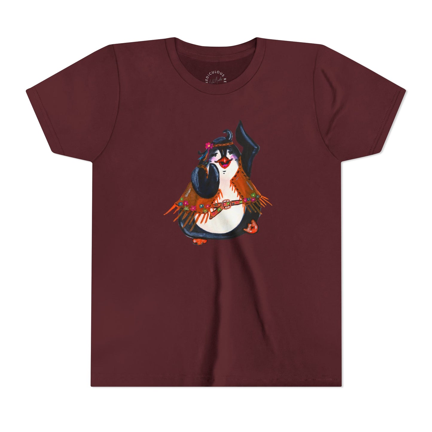 Kids Dancing Penguin Tee — Cute 60s Retro Penguin Graphic Youth T‑Shirt