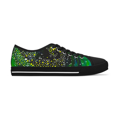 Women's Low Top Sneakers — Green Galaxy Print