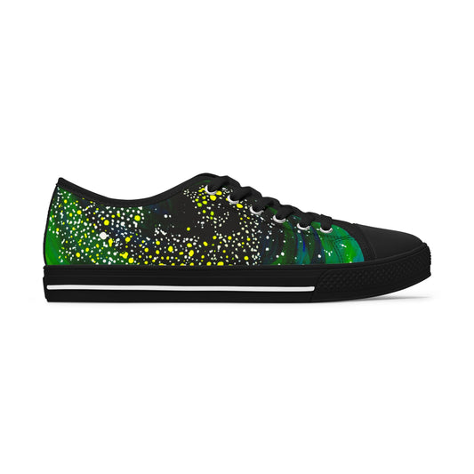 Women's Low Top Sneakers — Green Galaxy Print