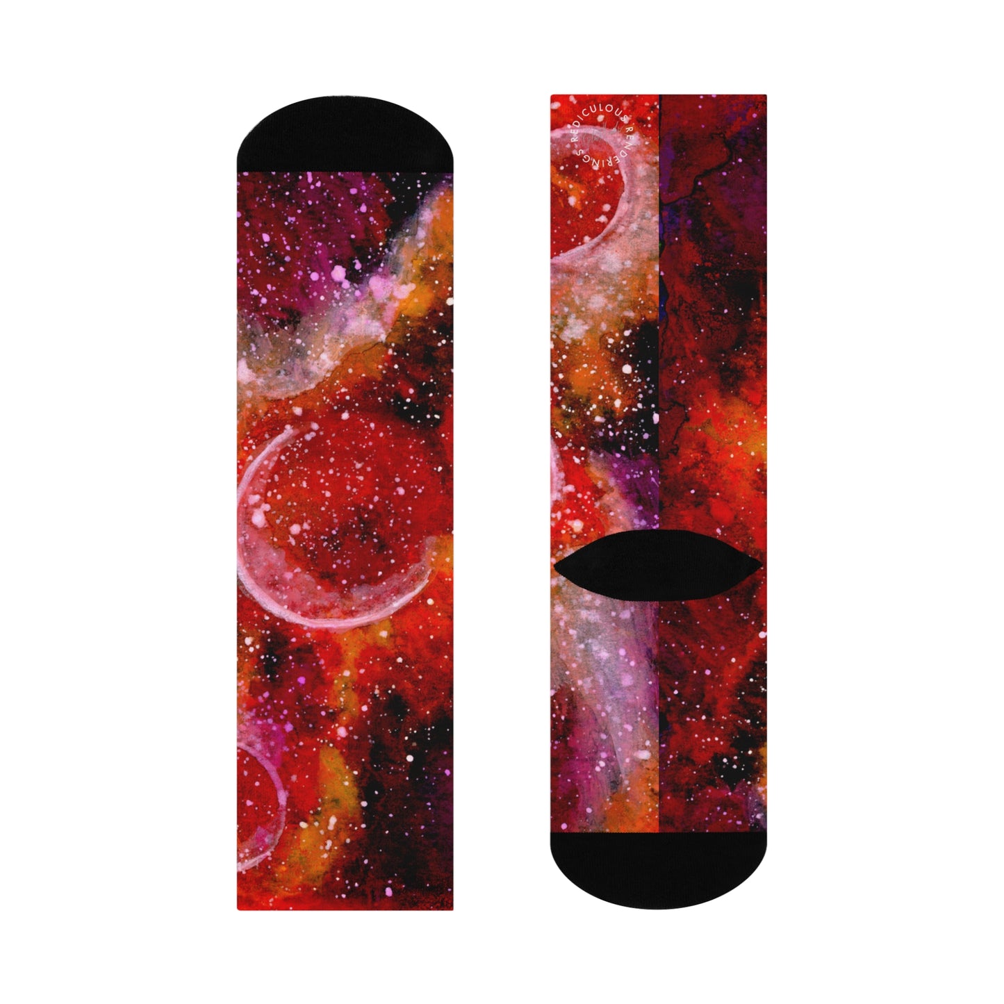 Orange Moons Galaxy Cushioned Crew Socks