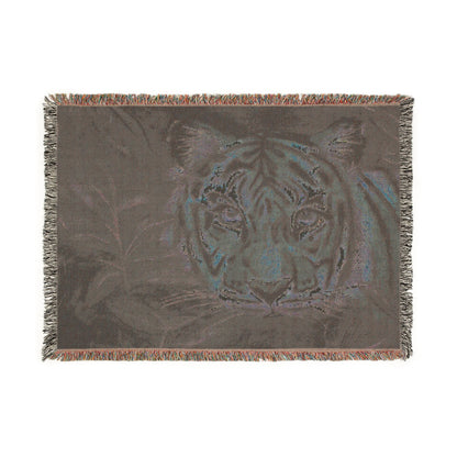 Tiger Woven Blanket — Jungle Tiger Throw with Fringe