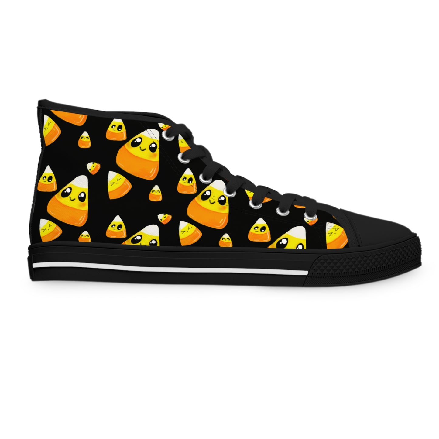 Candy Corn Pattern High Top Sneakers — Cute Halloween Women’s Shoes