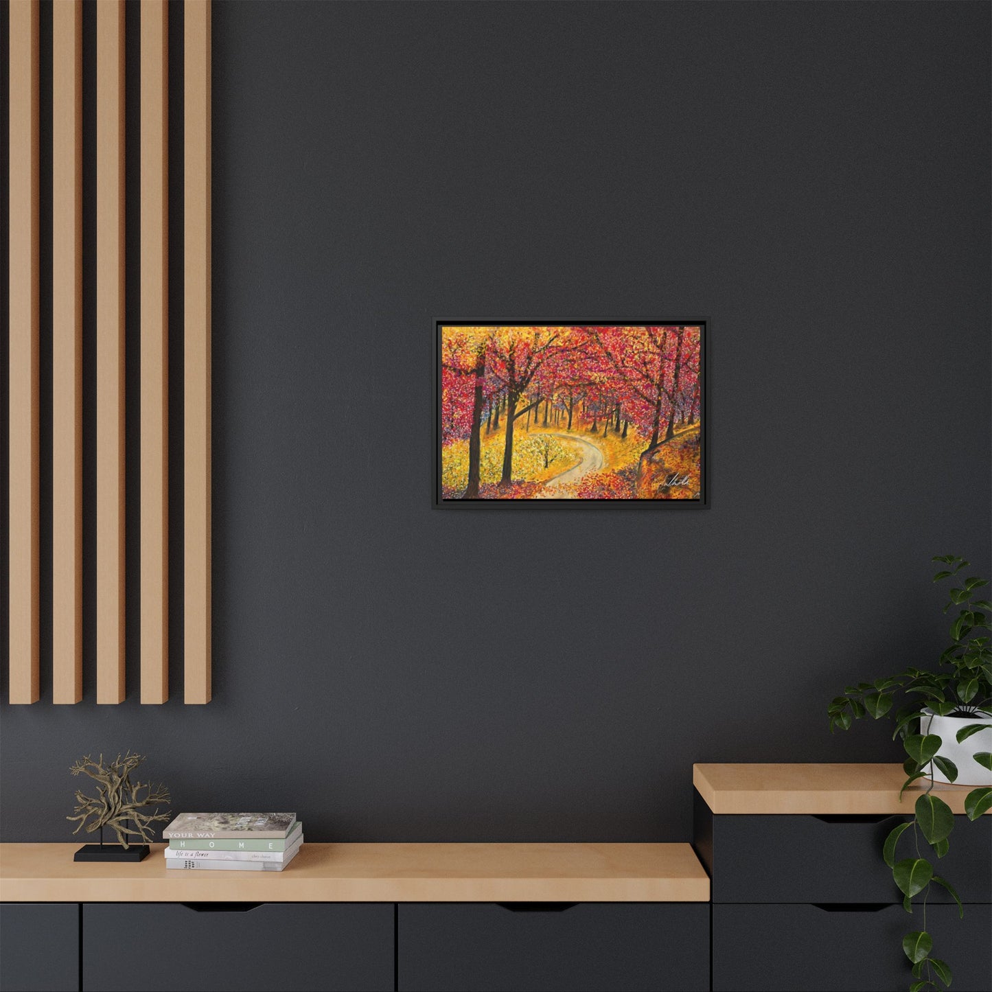 Vibrant Fall Forest Framed Wall Art