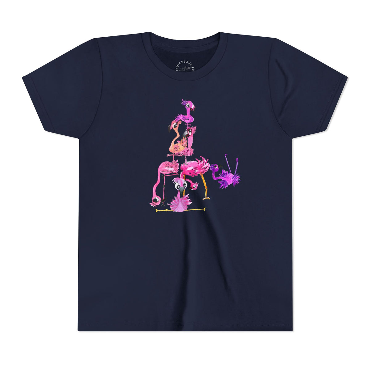 Youth Tee — Watercolor Pink Flamingo Stack Kids T-Shirt