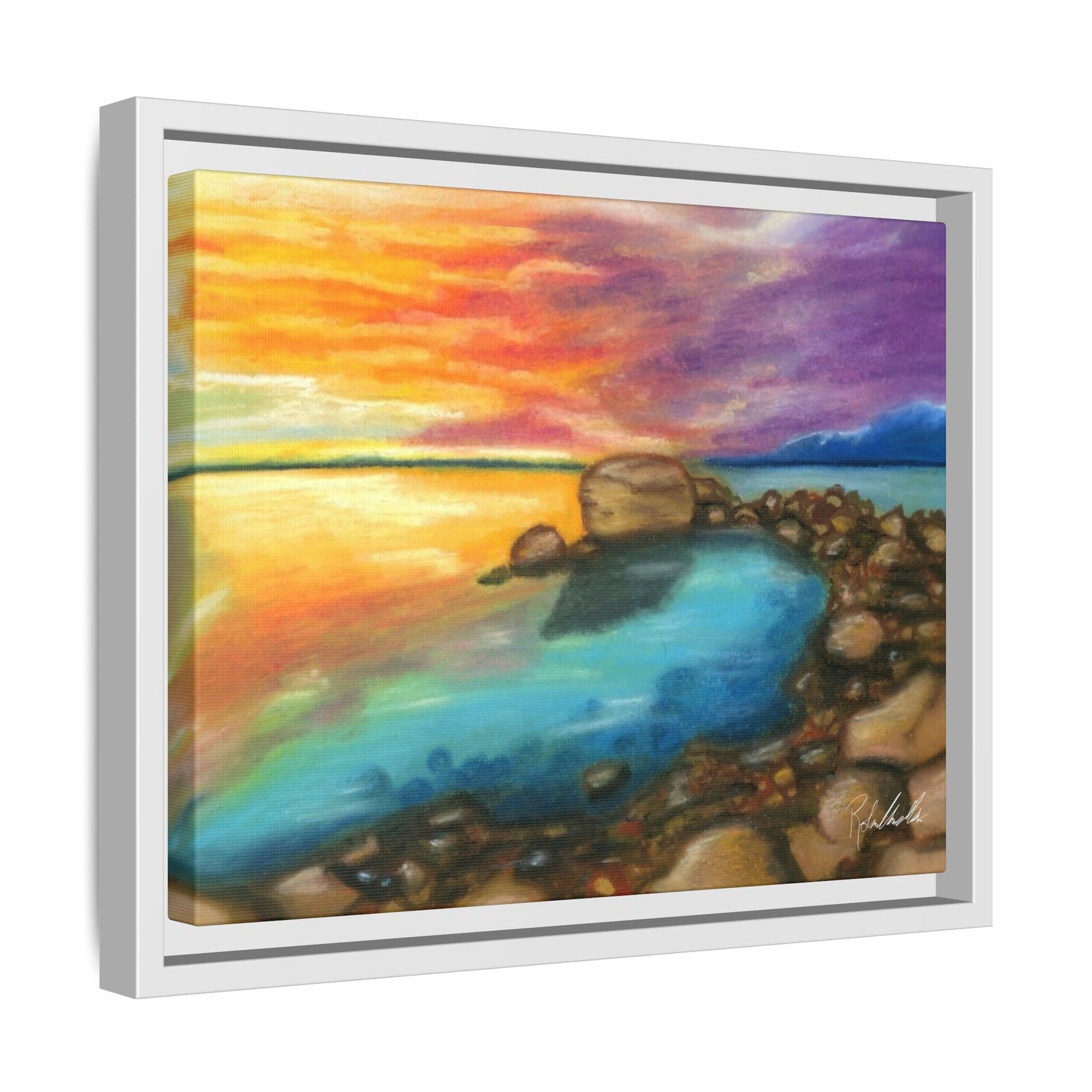Sunset Ocean Beach Framed Wall Art