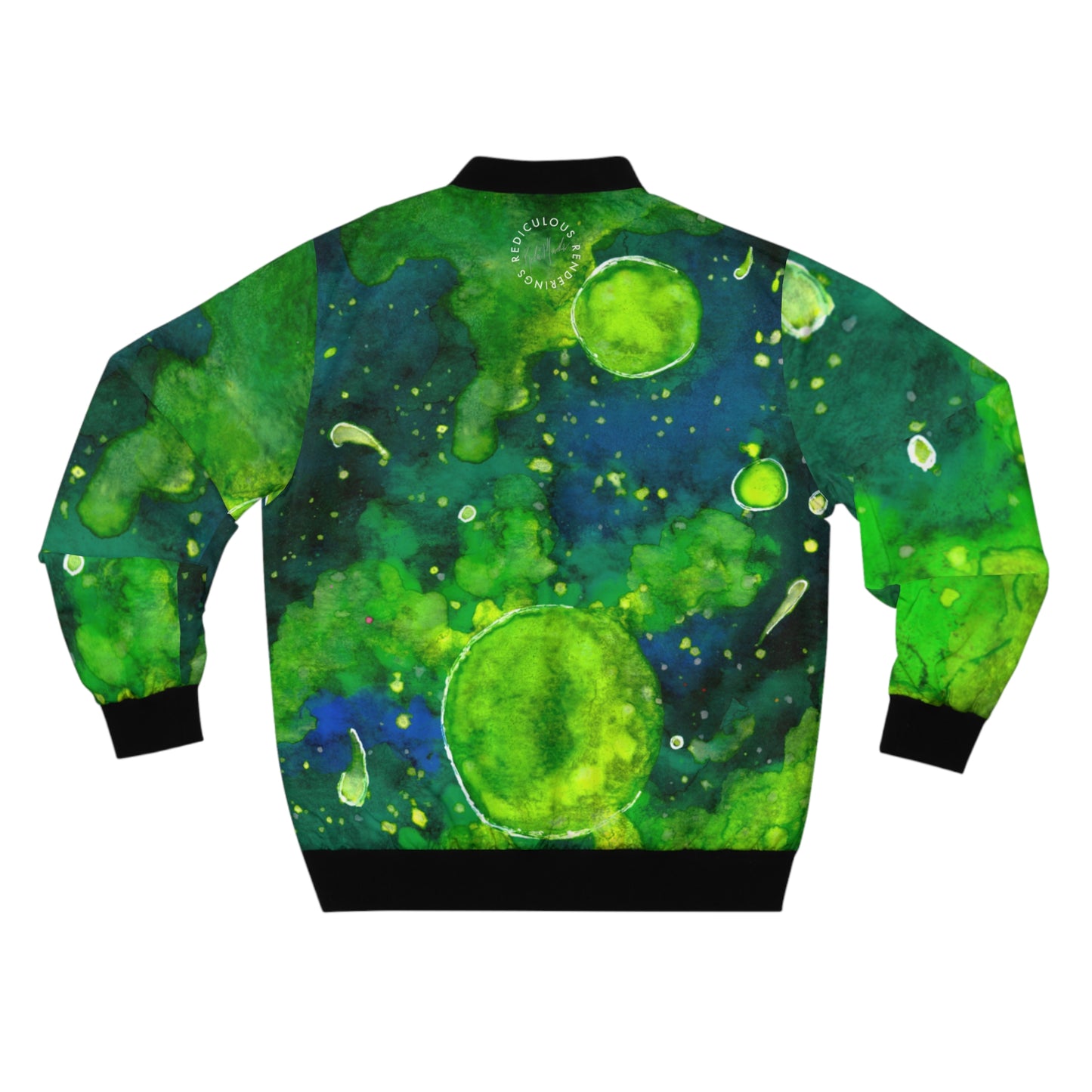 Green Nebula Bomber Jacket — Abstract Galaxy Print