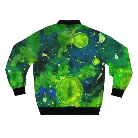 Green Nebula Bomber Jacket — Abstract Galaxy Print