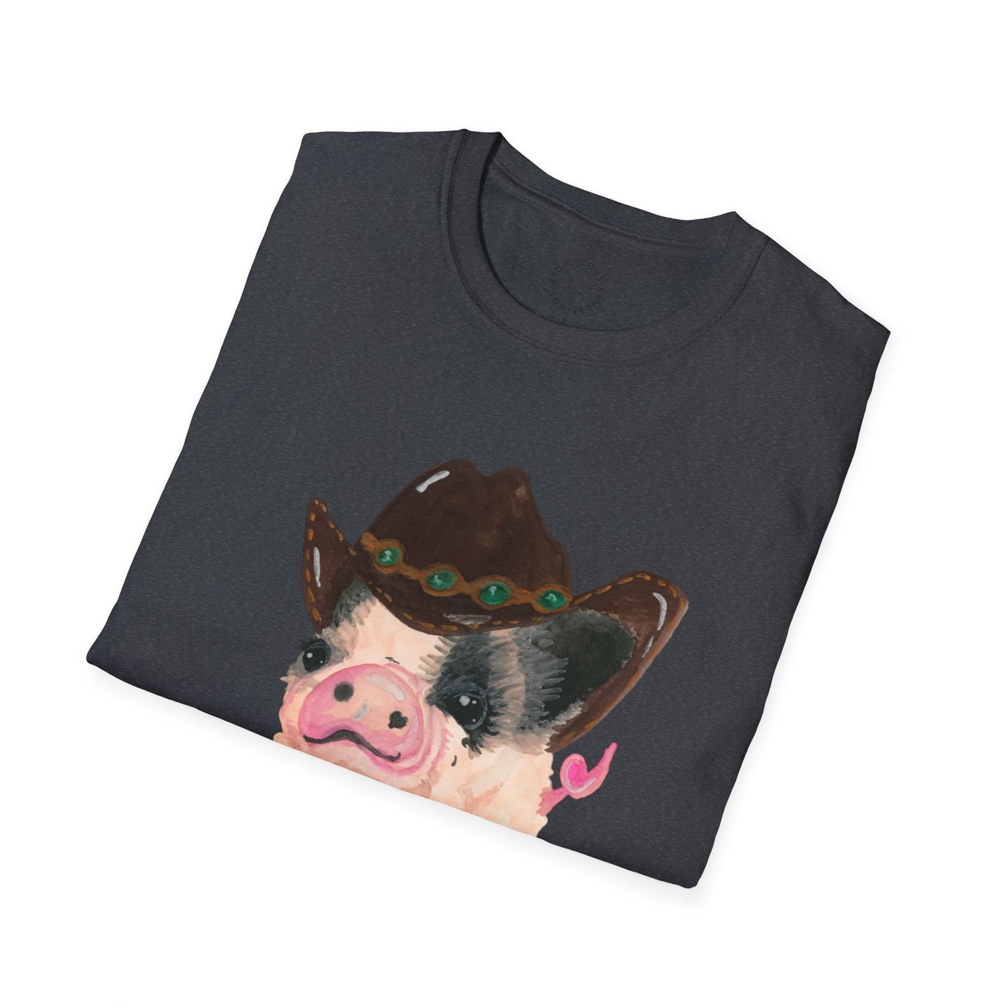 Cowboy Pig Unisex Softstyle Print T-Shirt