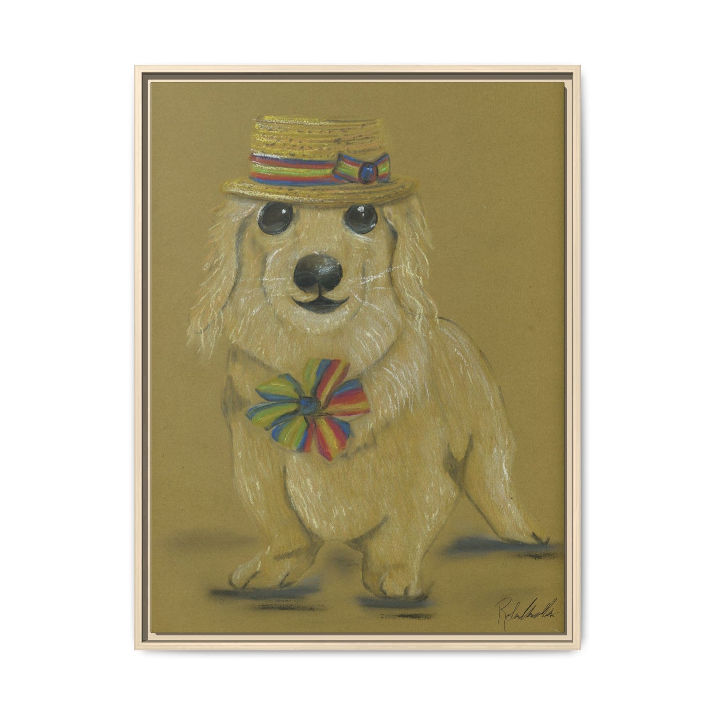 Weiner Dog in Hat Framed Wall Art