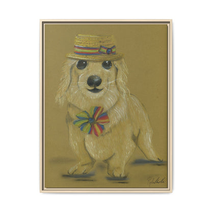 Weiner Dog in Hat Framed Wall Art