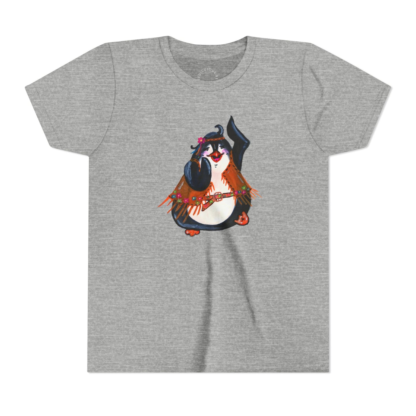 Kids Dancing Penguin Tee — Cute 60s Retro Penguin Graphic Youth T‑Shirt