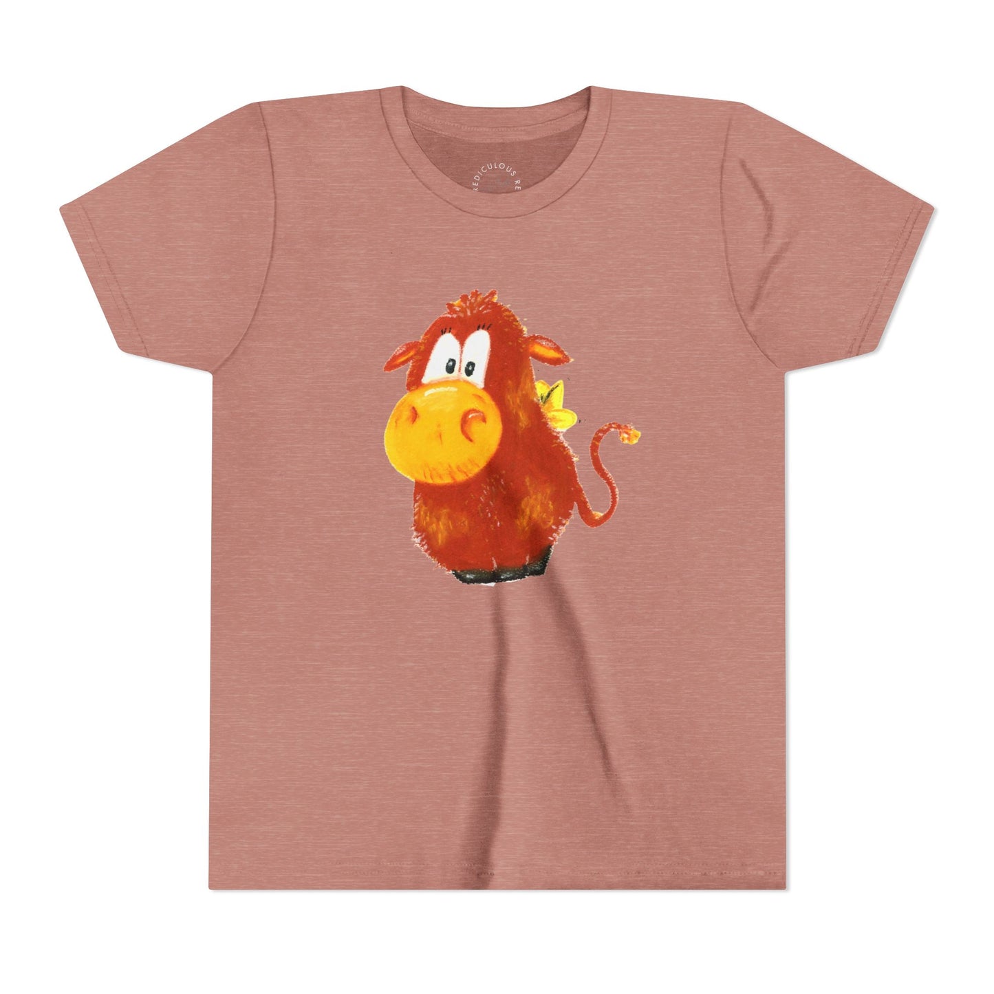 Cute Cartoon Cow Kids T-Shirt — Playful Red Cow Graphic Youth Tee
