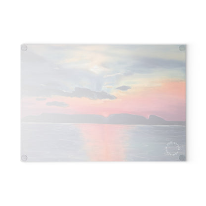 Glass Cutting Board — Sunset Seascape Tempered Glass Chopping Board