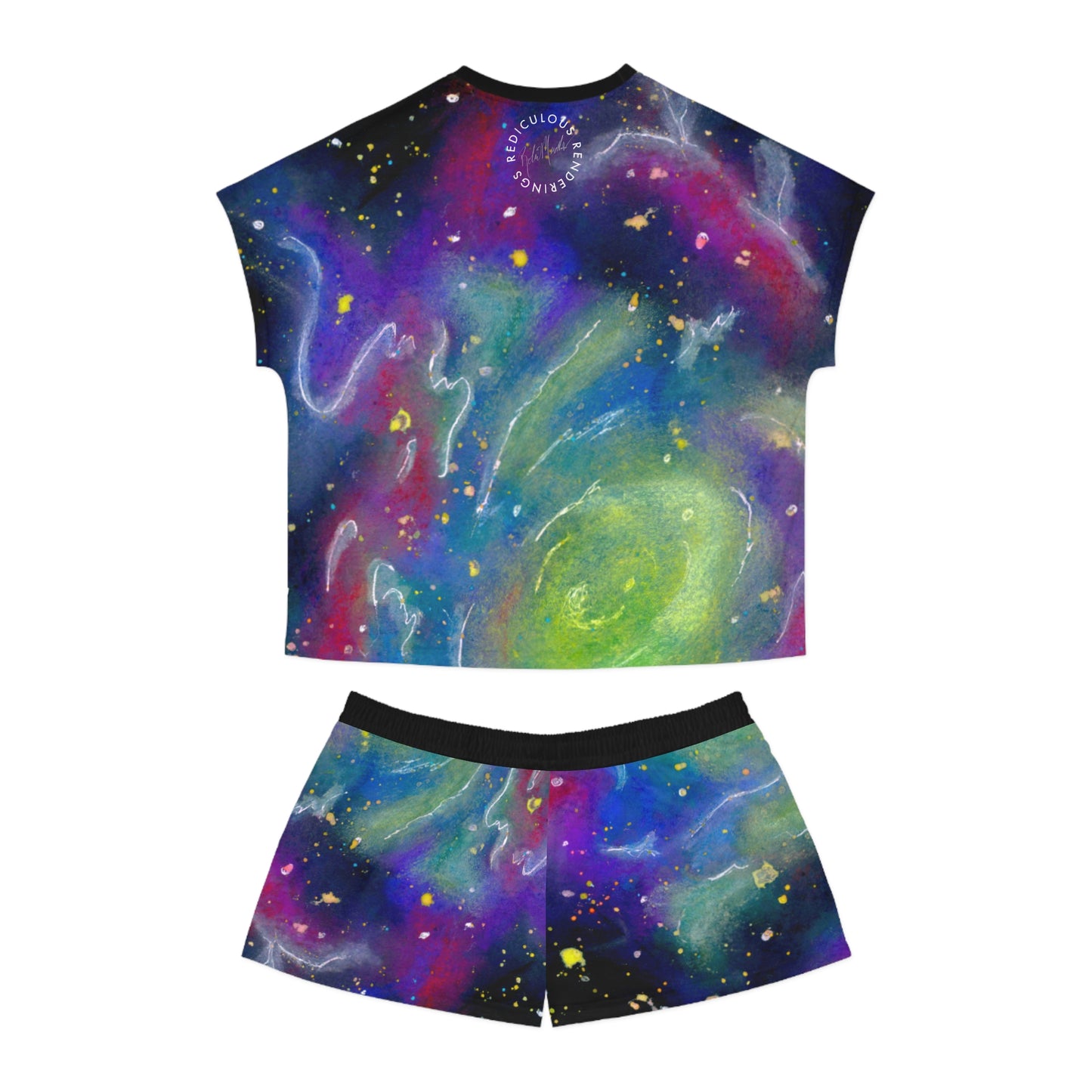 Galaxy Watercolor Women's Short Pajama Set – Colorful Nebula AOP Sleepwear