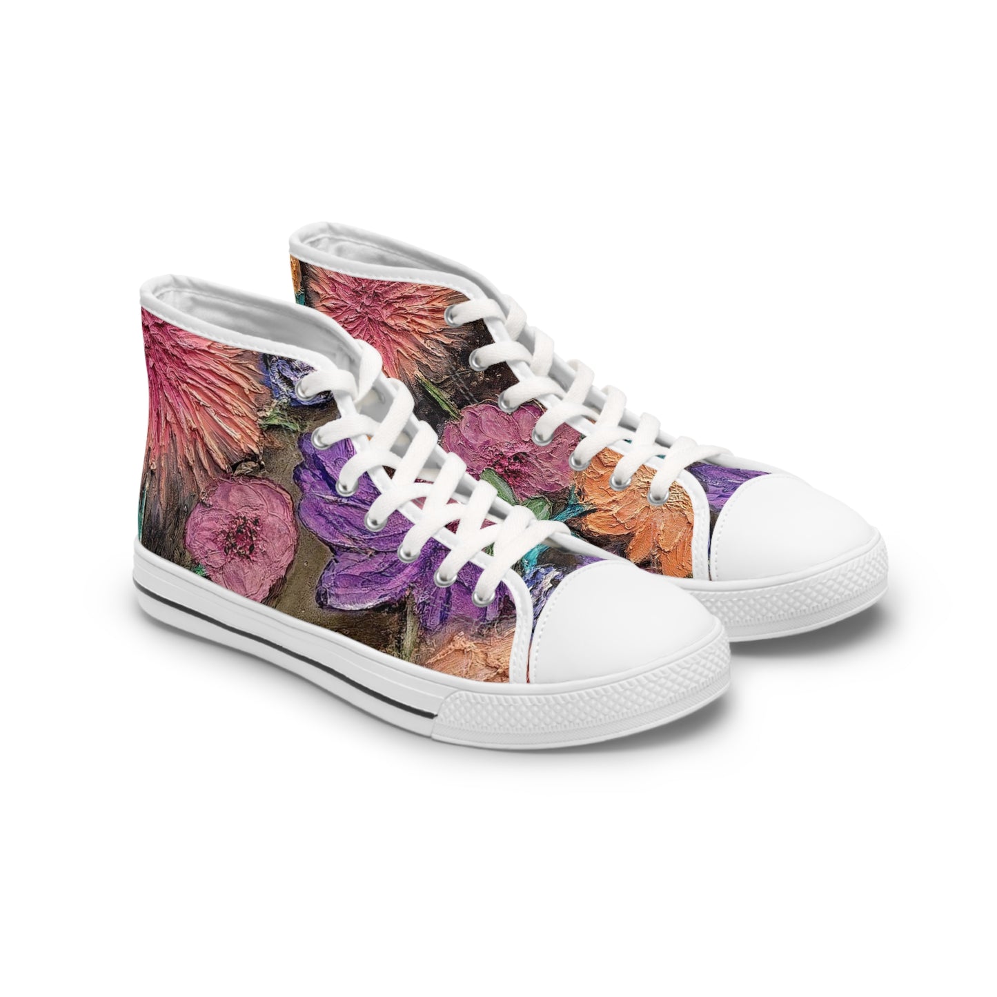 Flower Unisex High Top Sneakers Closed Toe Casual Walking Fashion Shoes